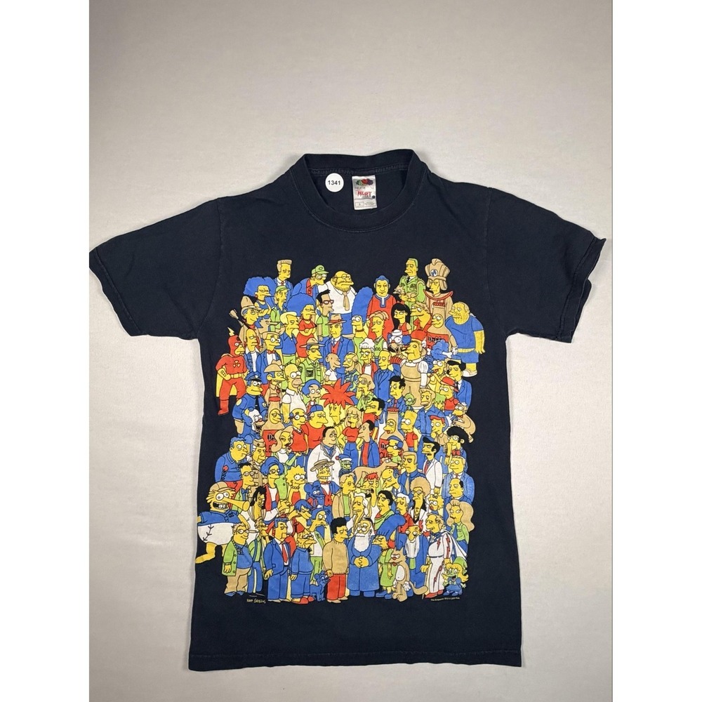 Fruit Of The Loom Shirt Mens Small Black The Simpsons‎ Cast Graphic Cartoon Tee